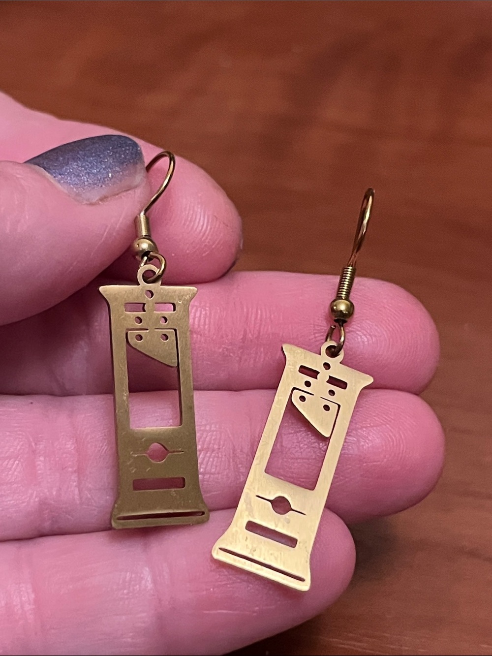 Gold Tone guillotine Dangle Earrings - Women Jewelry